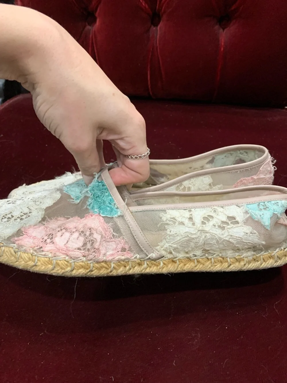 Valentino Pastel Lace Espadrilles in Pink, Blue, Cream
